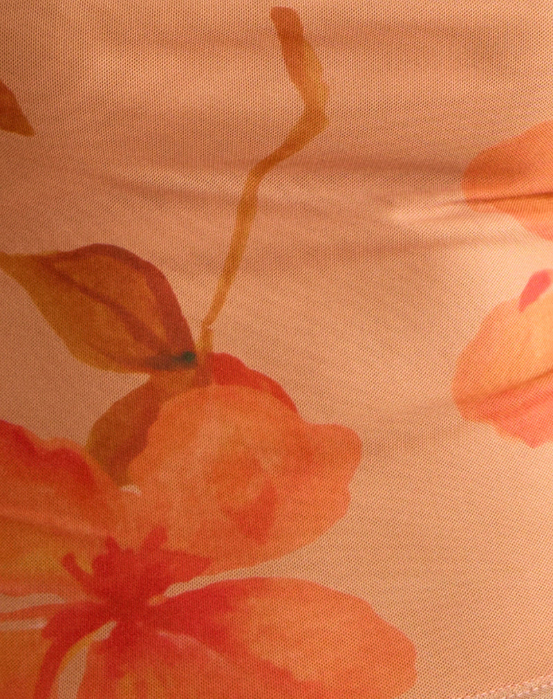 Jefita Cami Top in Watercolour Hibiscus Orange