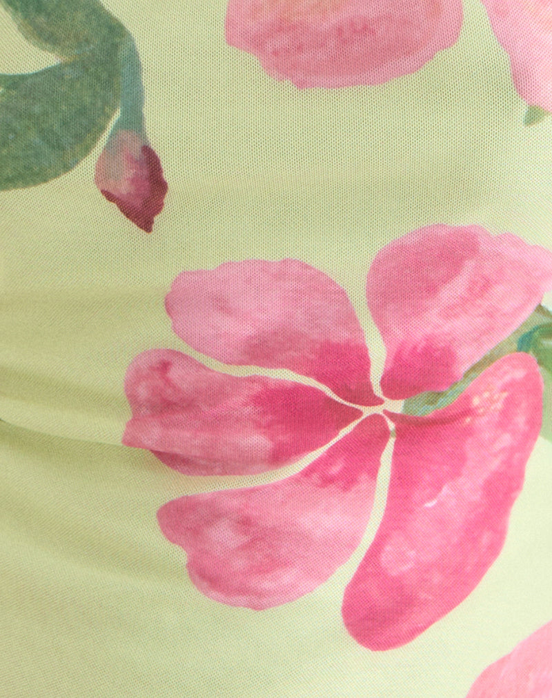 Jefita Cami Top in Watercolour Hibiscus Yellow