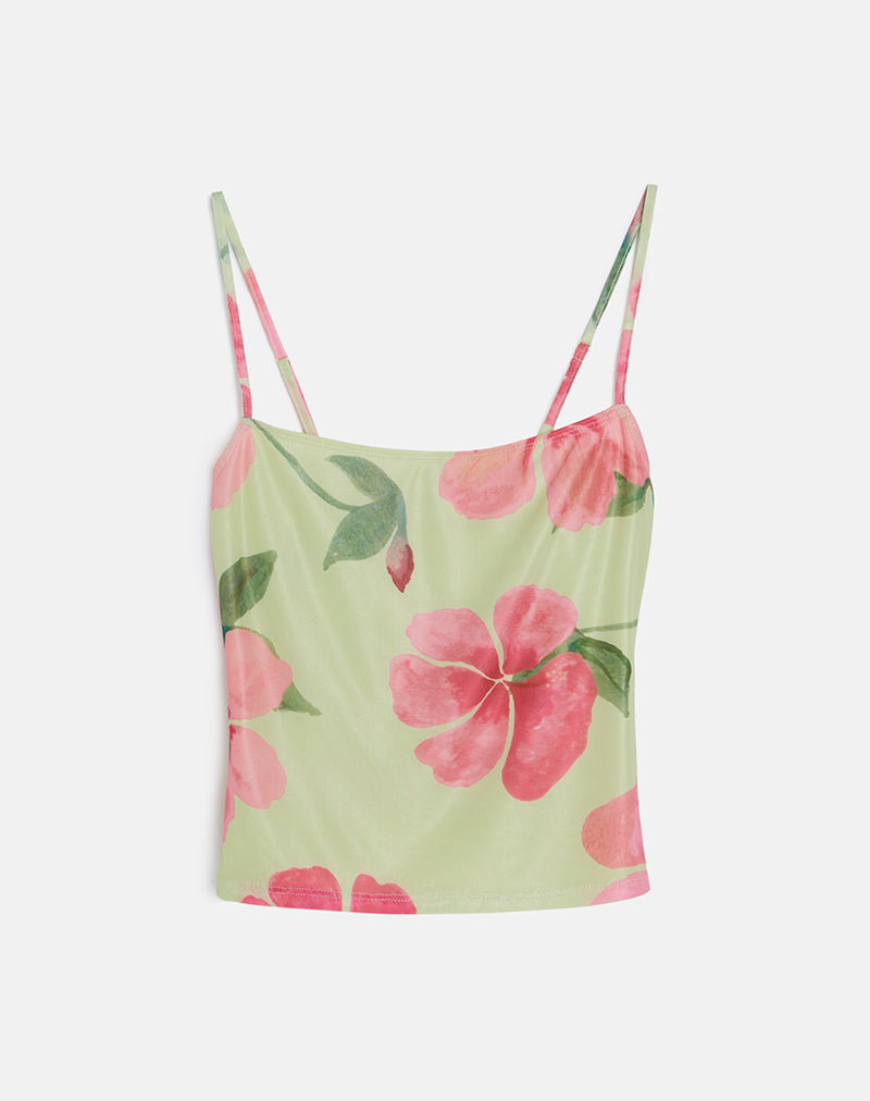 Jefita Cami Top in Watercolour Hibiscus Yellow