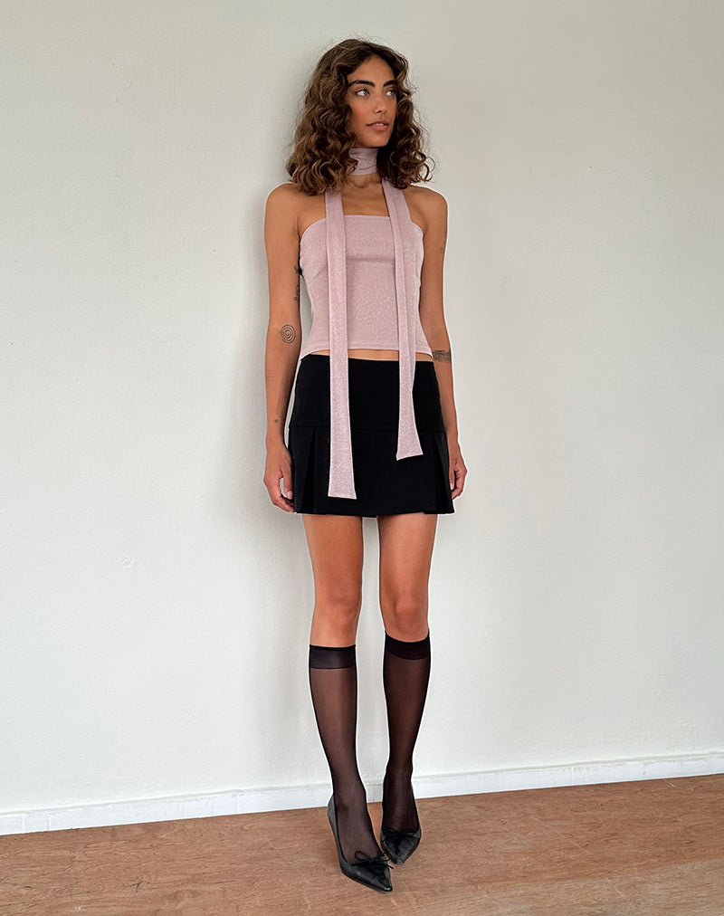 Jeldia Bandeau Top and Scarf Set in Pink Shimmer