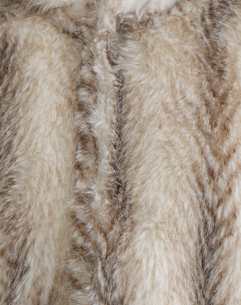 Jemi Hooded Cropped Faux Fur Jacket in Cream