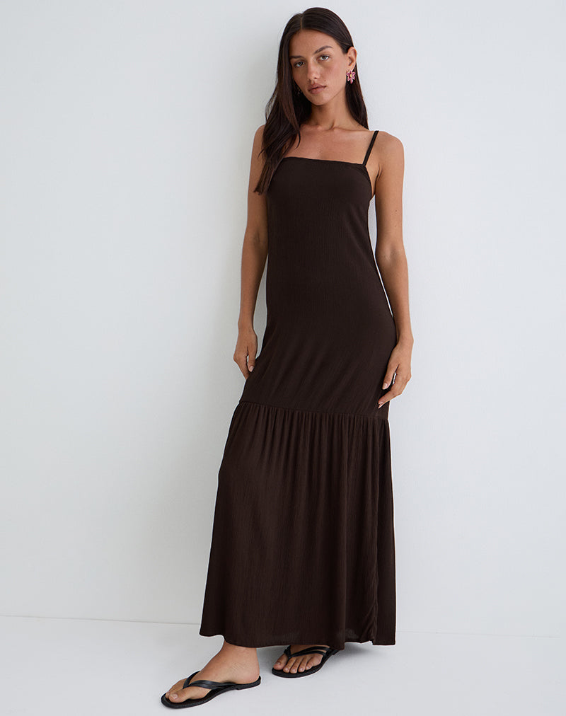 Jenesis Maxi Dress in Crinkle Bitter Chocolate