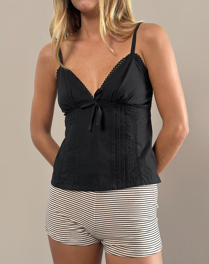 Jepuni Cami Top in Black Poplin