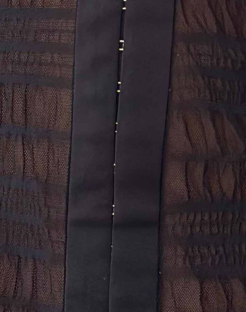 Jichan Ruched Long Sleeve Top in Mesh Black