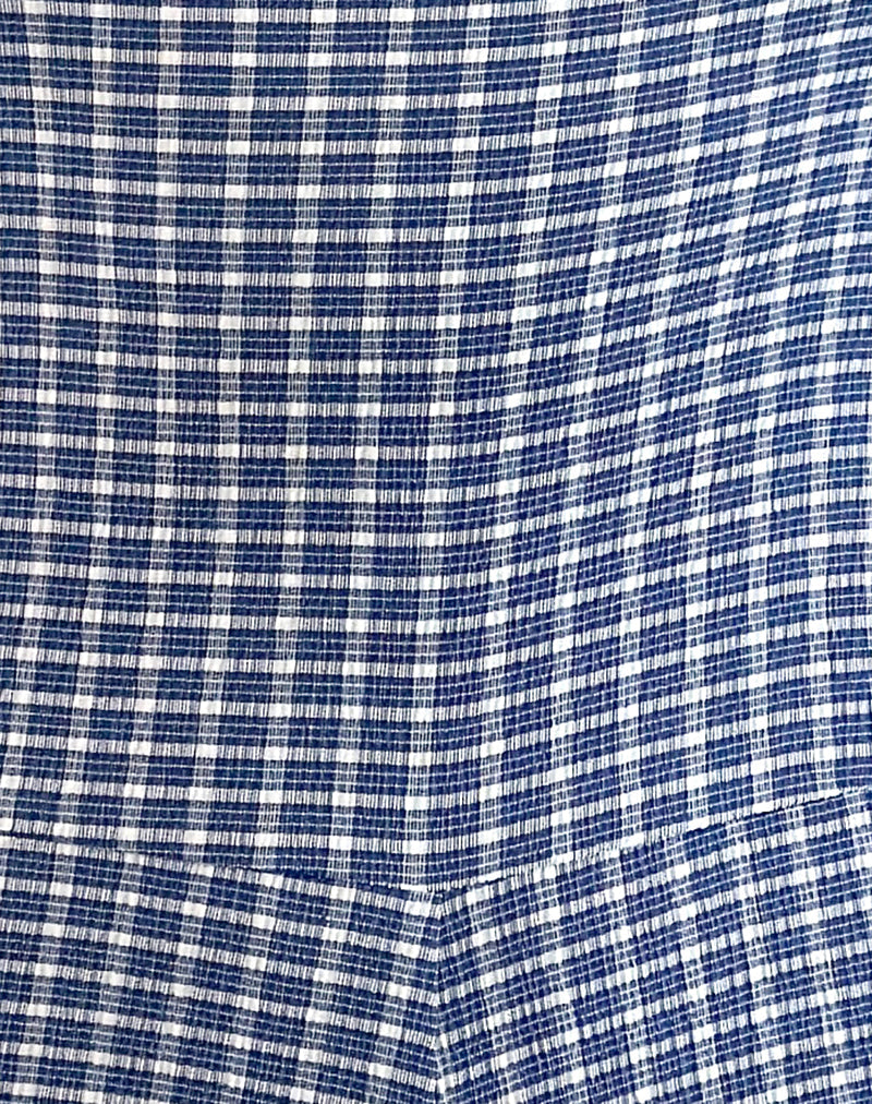 Jilia Playsuit in Crinkle Deep Blue with Bow