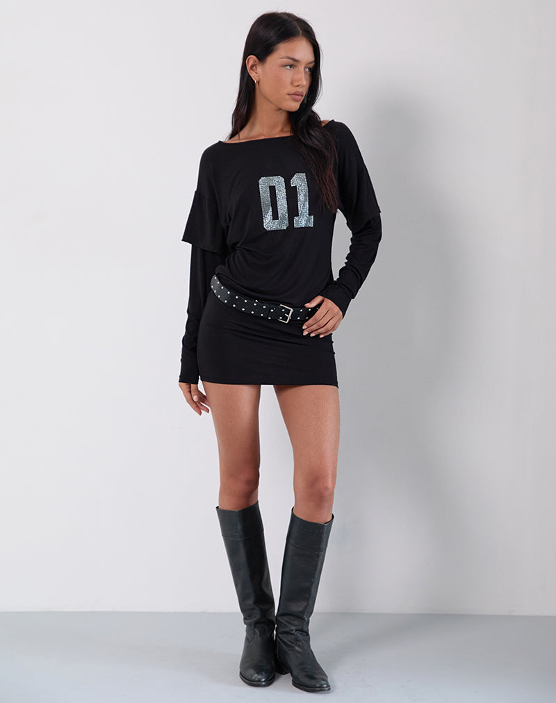 Jionni Sweater Dress in Hotfix Black