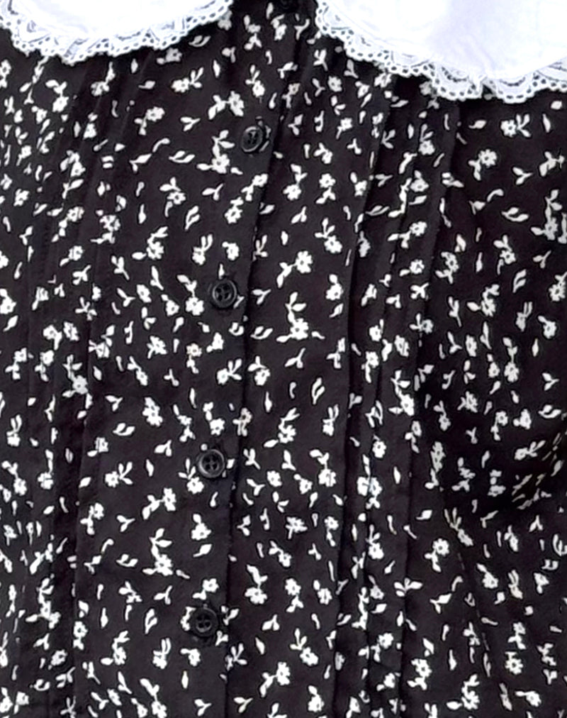 Jisoya Blouse in Black Ditsy Romance
