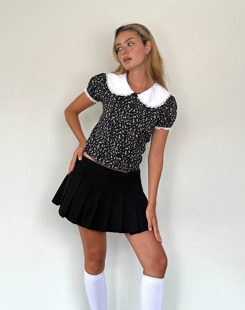 Jisoya Blouse in Black Ditsy Romance
