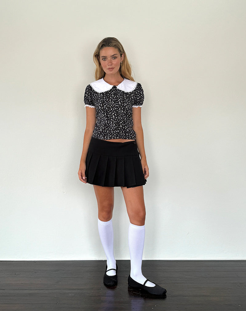 Jisoya Blouse in Black Ditsy Romance