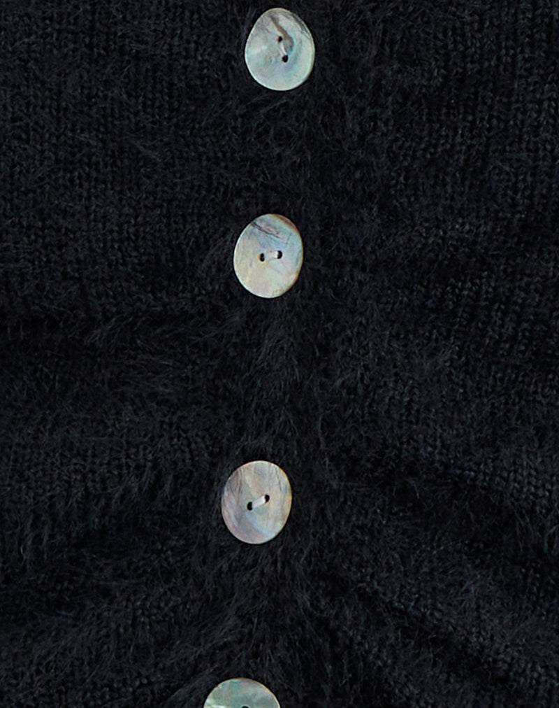 Jiyo Gathered Cardigan in Knit Black