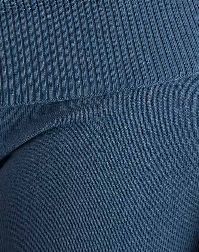 Hallie Knitted Hot Pants in Ocean Storm