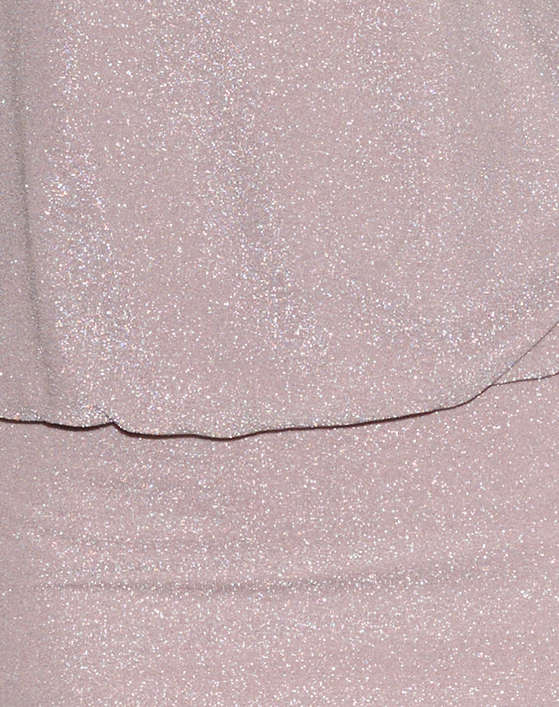 Joanka Tie Neck Dress in Shimmer Lurex Pink