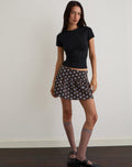 Jolea Pleated Mini Skirt in Mono Polka Brown