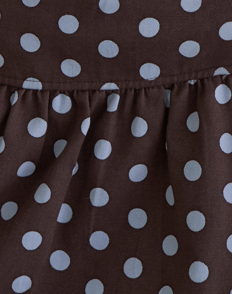 Jolea Pleated Mini Skirt in Mono Polka Brown