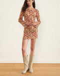 Jovia Mini Dress in Chiffon Rusty Flower