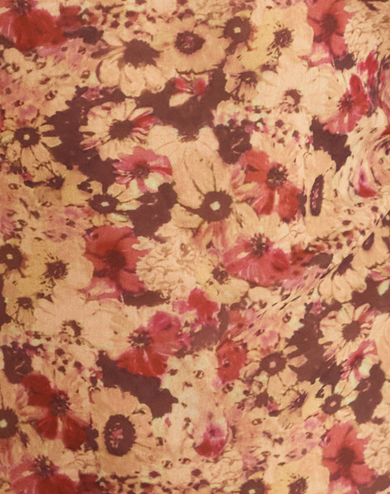 Jovia Mini Dress in Chiffon Rusty Flower