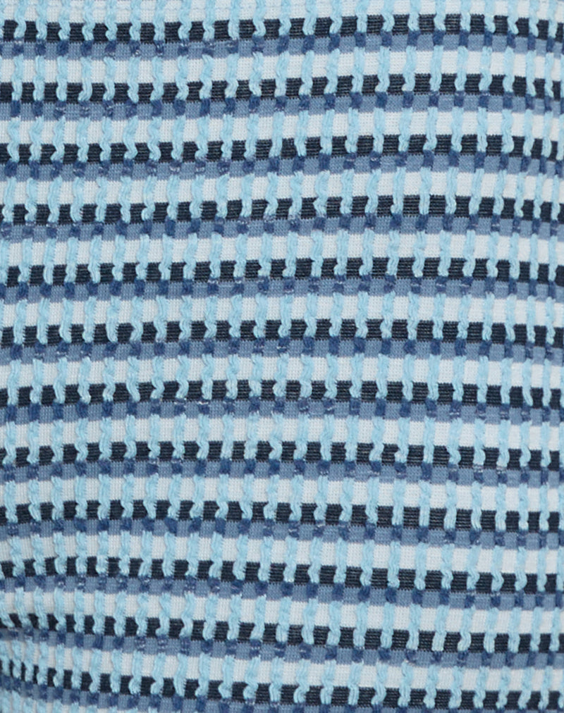 Sera Micro Short in Textured Rib Stripe Tonal Blue