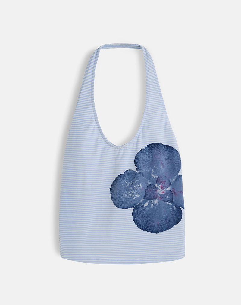 Jules Top in Stripe Floral Baby Blue