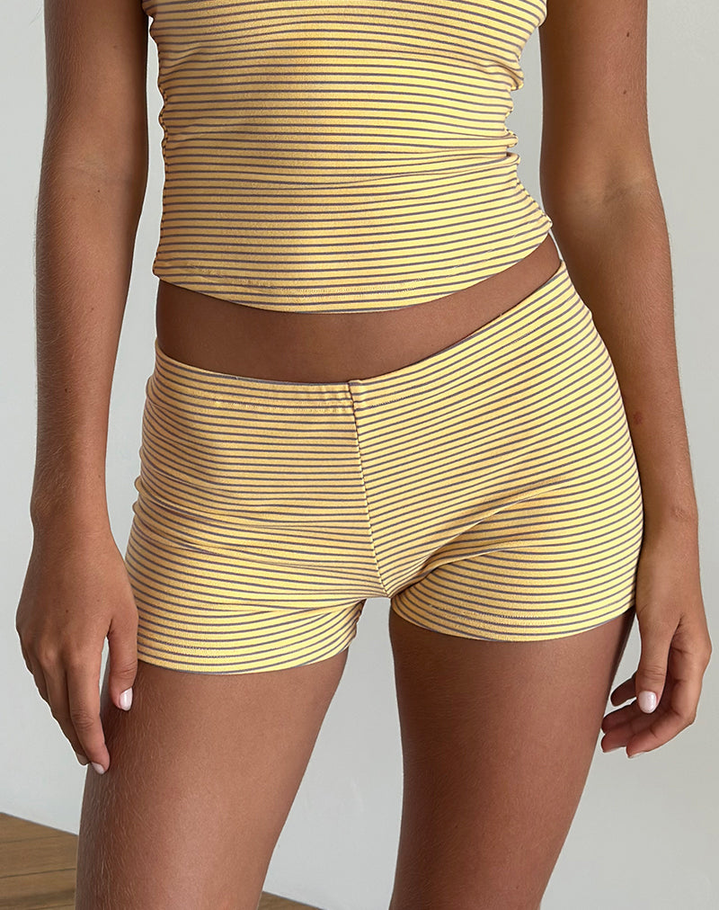 Sera Micro Shorts in Stripe Jersey Yellow Grey