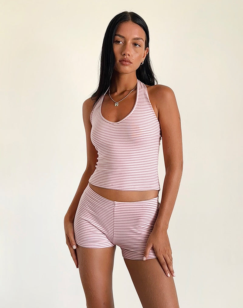 Sera Micro Short in Pink and Grey Jersey Stripe