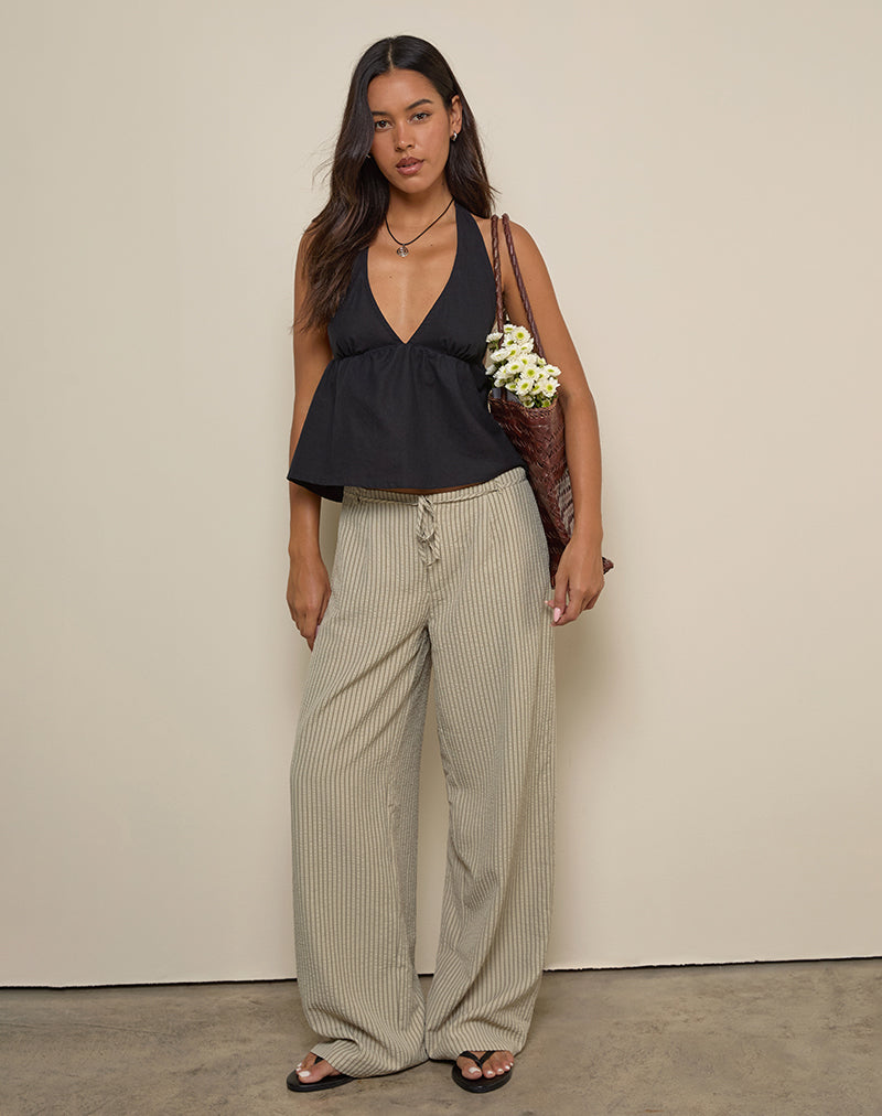 Juria Trouser in Neutral Khaki Stripe