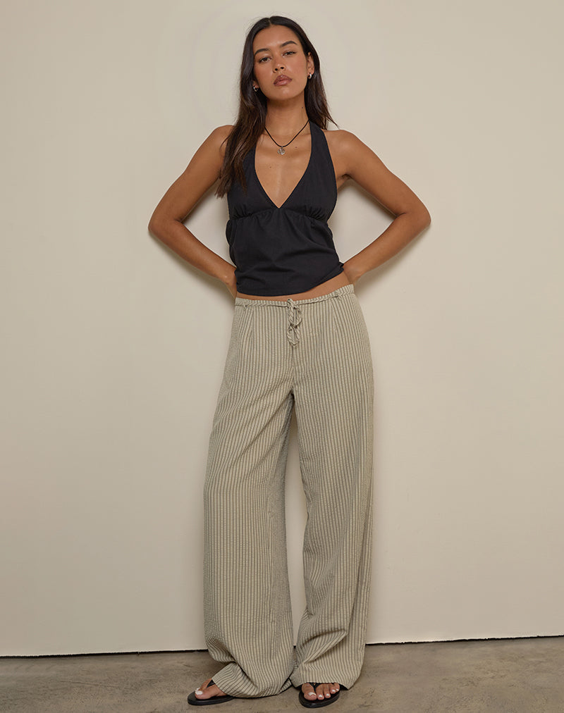 Juria Trouser in Neutral Khaki Stripe