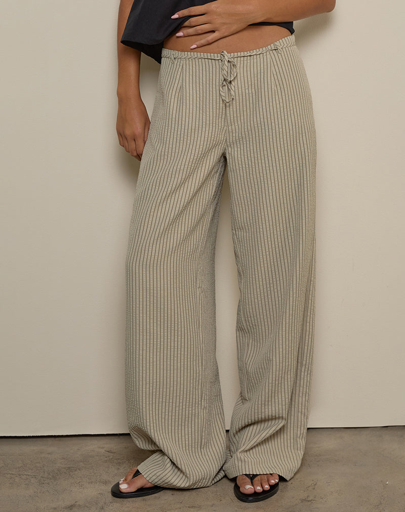 Juria Trouser in Neutral Khaki Stripe