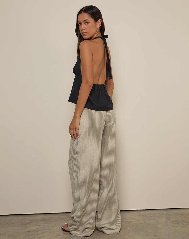 Juria Trouser in Neutral Khaki Stripe