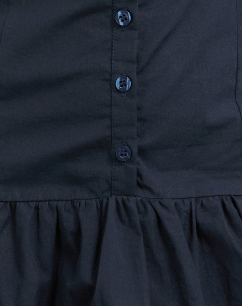 Juun Puffball Mini Dress in Dark Navy