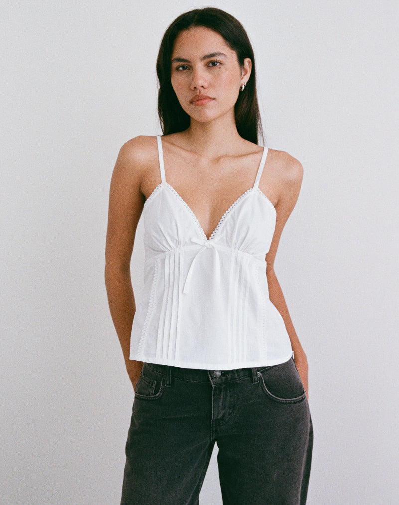 Jepuni Cami Top in White Poplin
