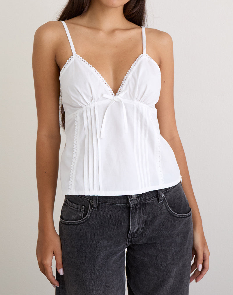 Jepuni Cami Top in White Poplin