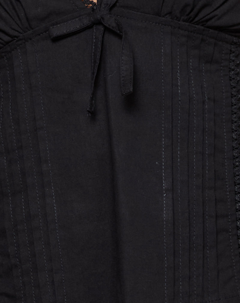 Jepuni Cami Top in Black Poplin