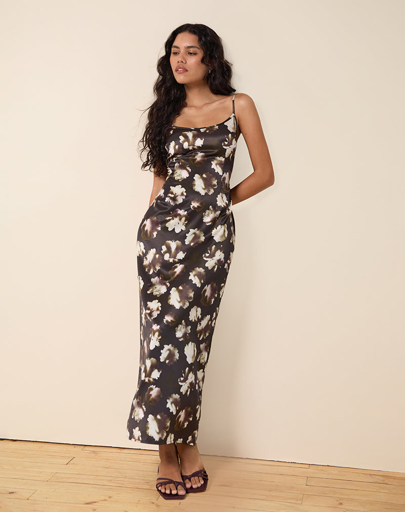 Kafka Maxi Dress in Brown Floral Print