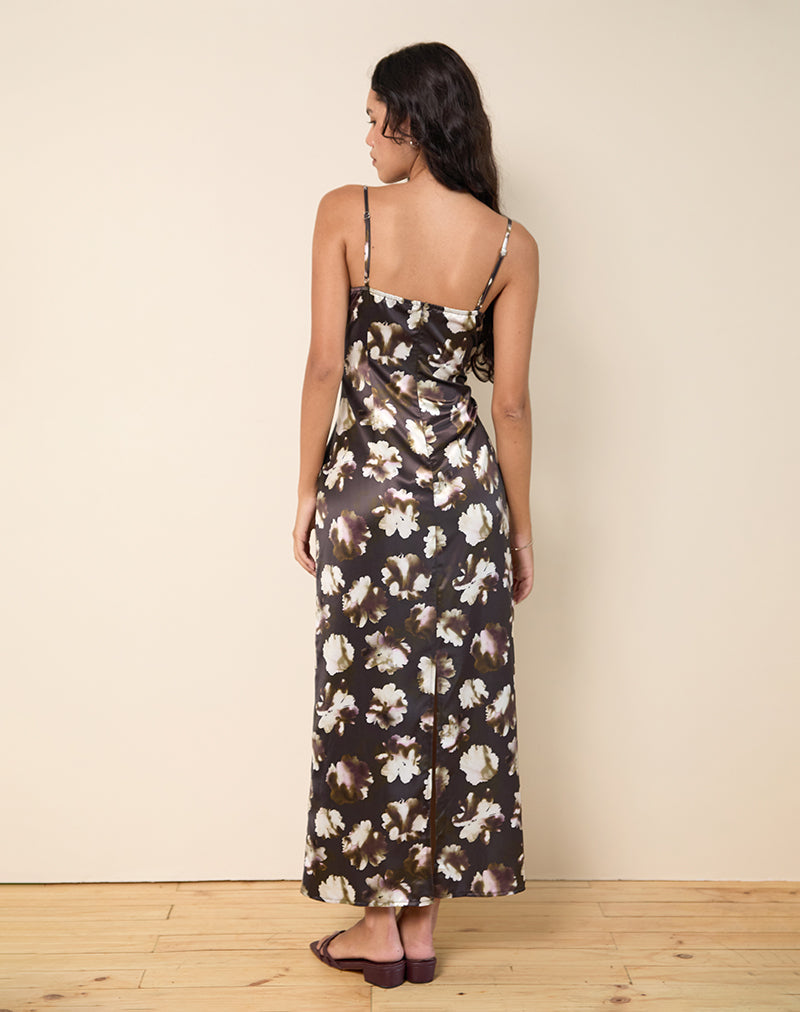Kafka Maxi Dress in Brown Floral Print