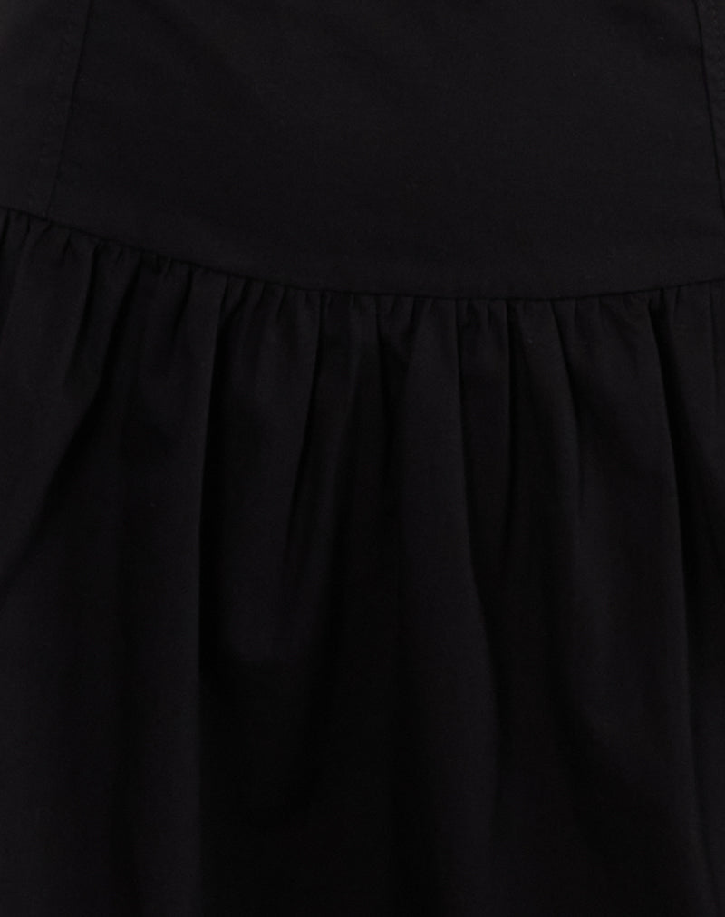 Kafridi Eyelet Mini Dress in Poplin Black