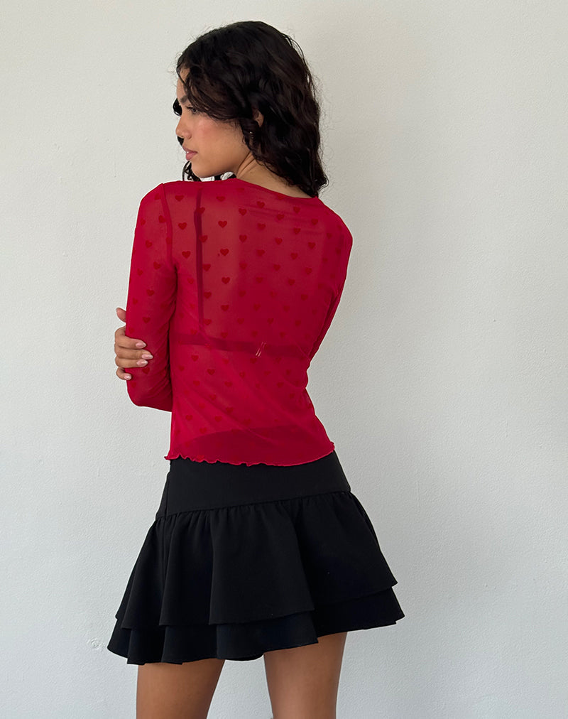 Kahula Shirt in Red Heart Flocked Mesh