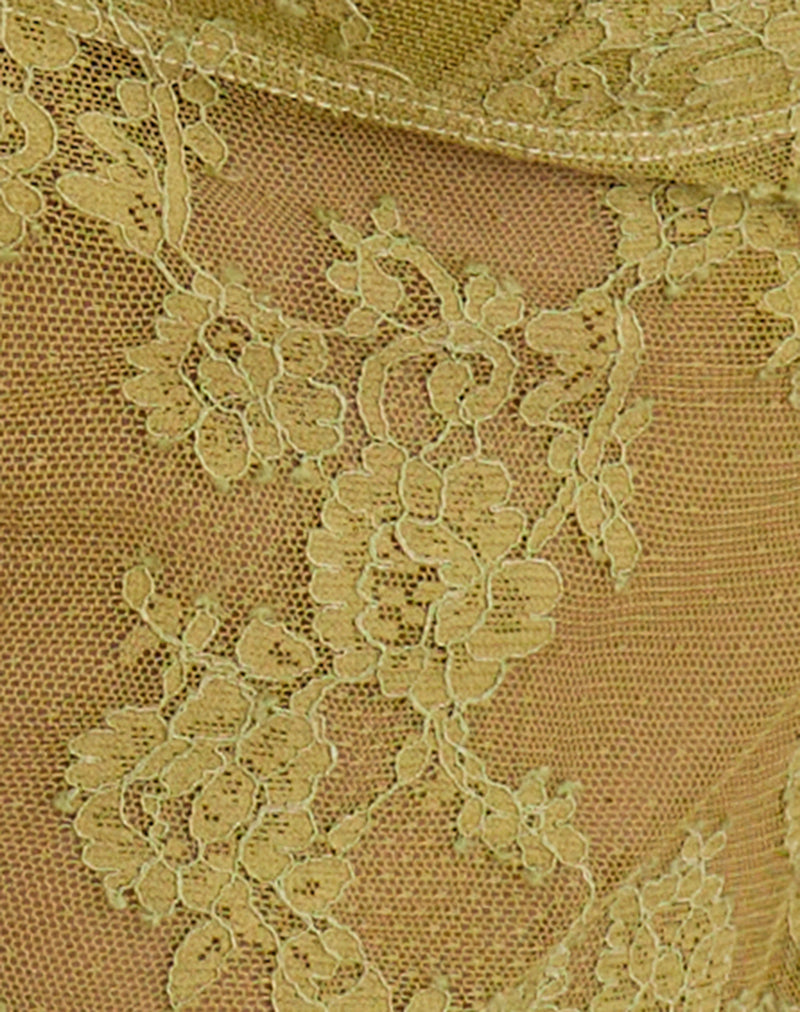 Kaika Plunge Cami Top in Eyelash Lace Chartreuse