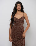 Kalana Maxi Dress in Brown Swirl Flock