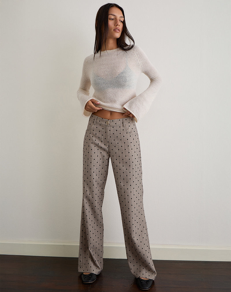Tatina Trouser in Beige with Polka Pinstripe