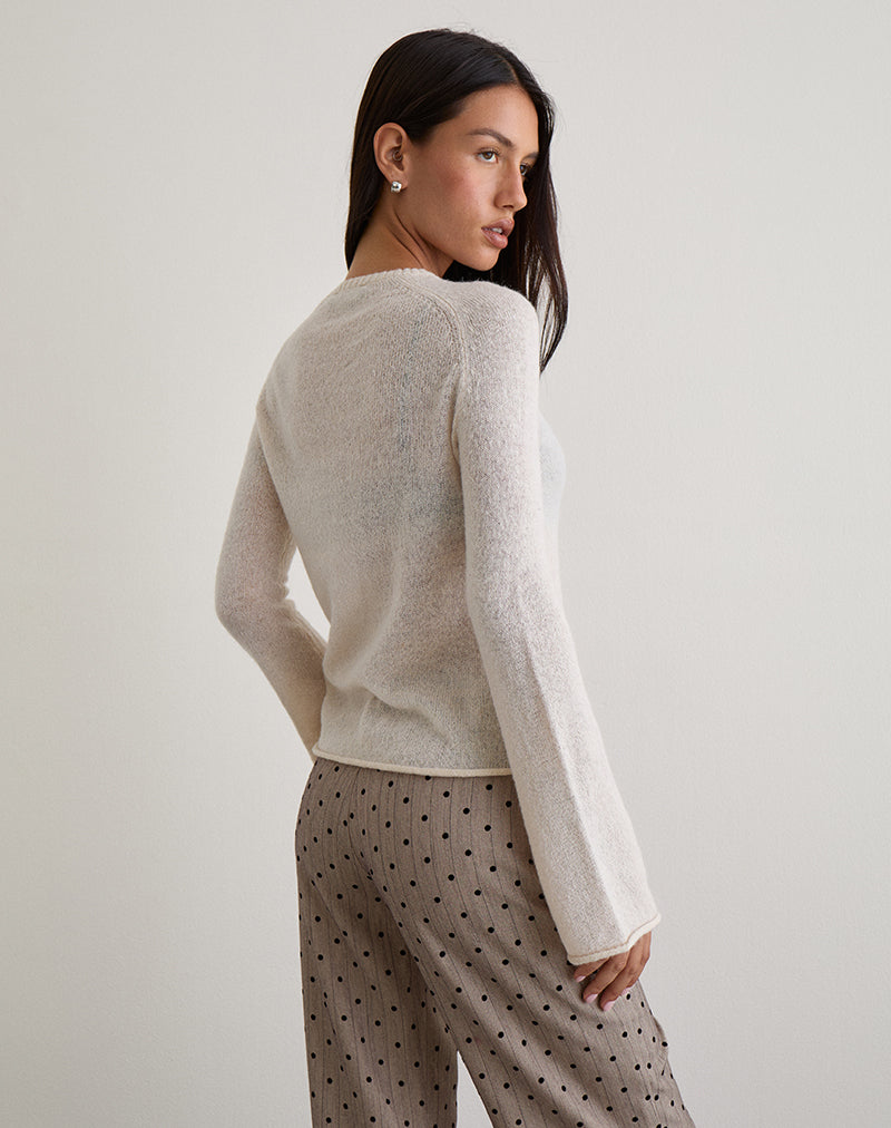 Kaleo Roll Edge Jumper in Knit Ecru