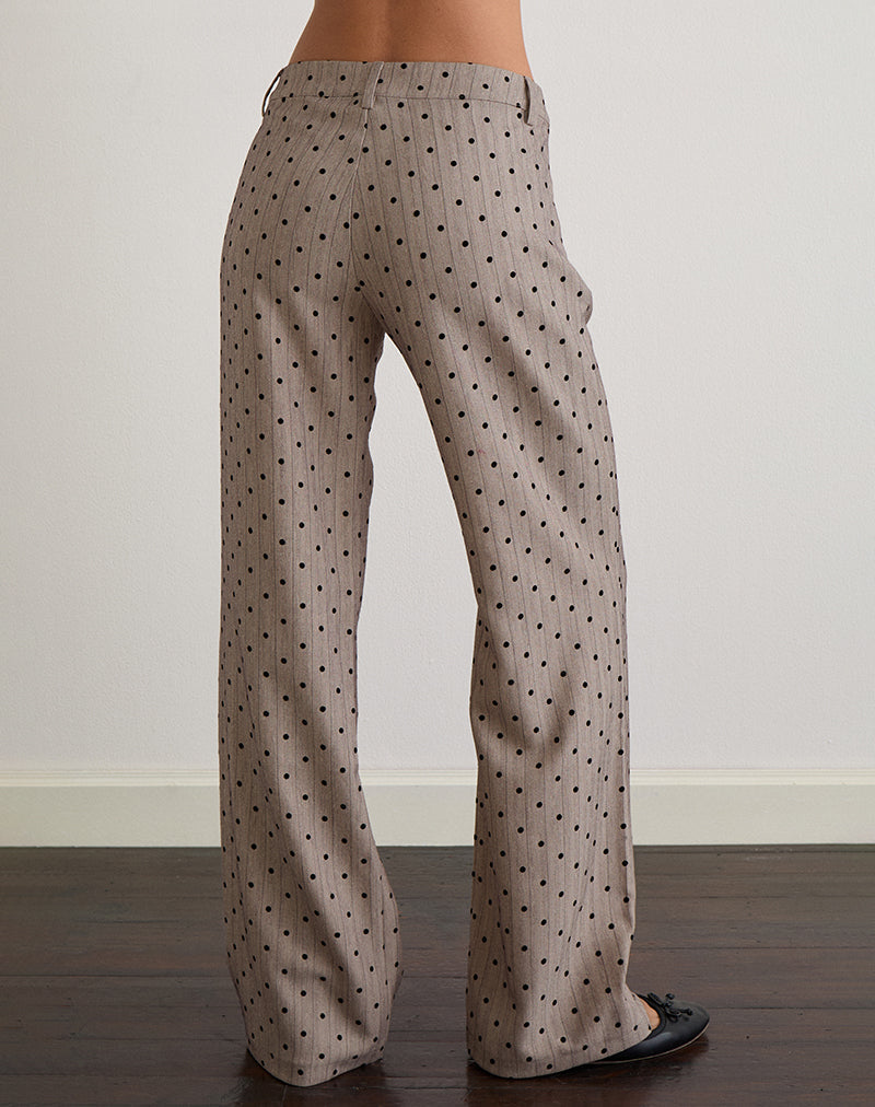 Tatina Trouser in Beige with Polka Pinstripe