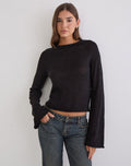 Kaleo Roll Edge Jumper in Knit Black