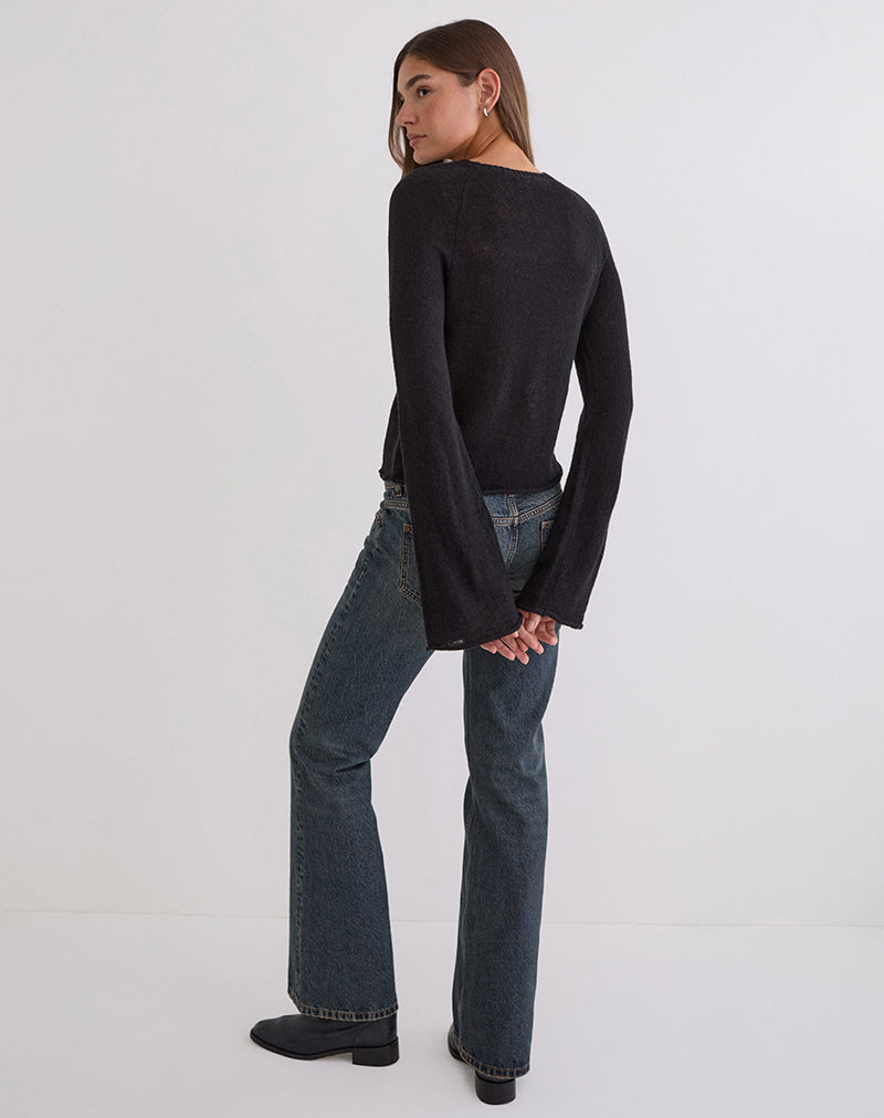 Kaleo Roll Edge Jumper in Knit Black