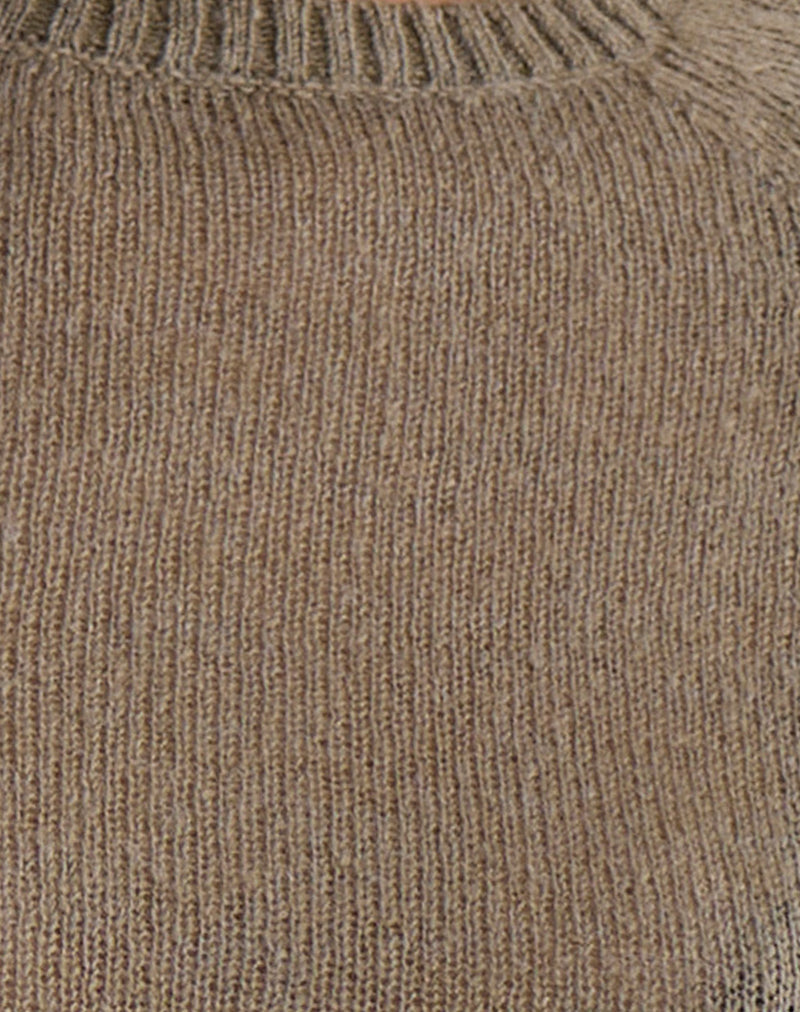 Kaleo Roll Edge Jumper in Knit Khaki