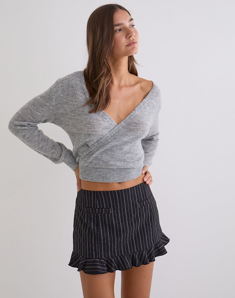 Kalika Mini Skirt in Tailoring Stripe Black