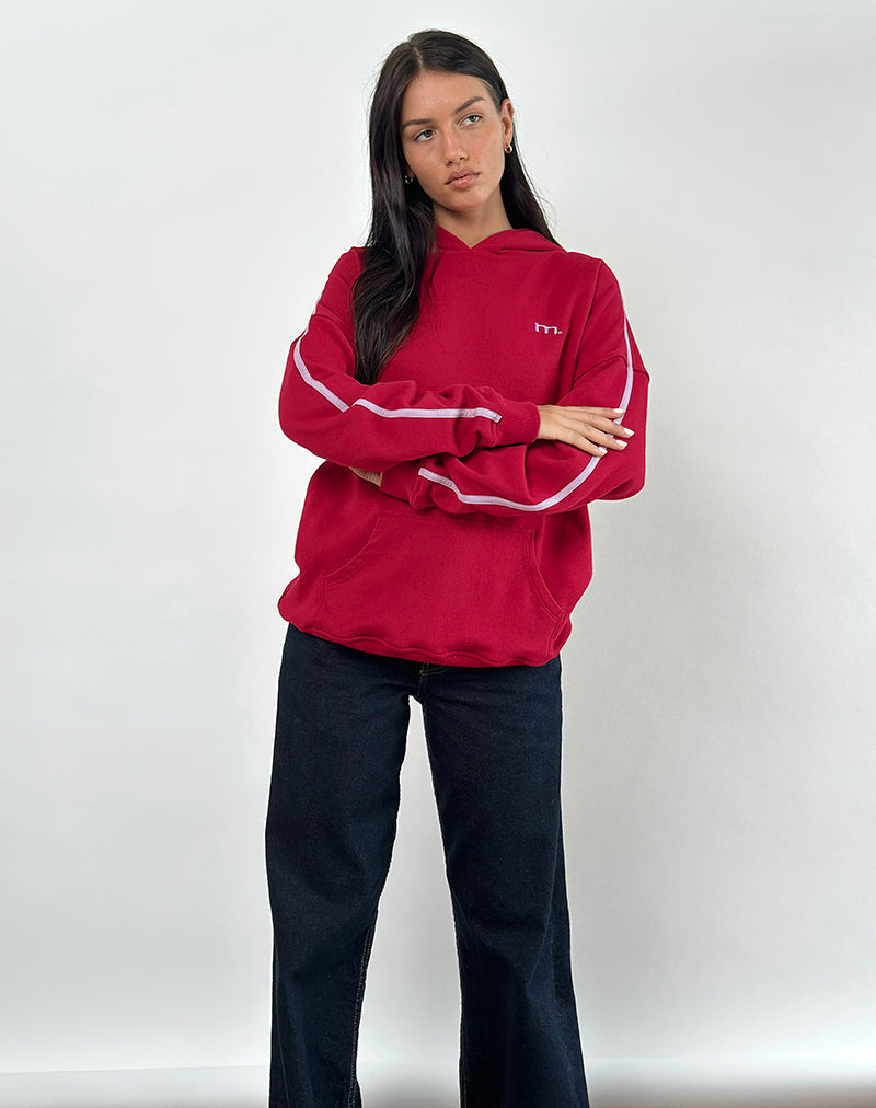 Kamari Hoodie in Adrenaline Red with Violet M Embroidery