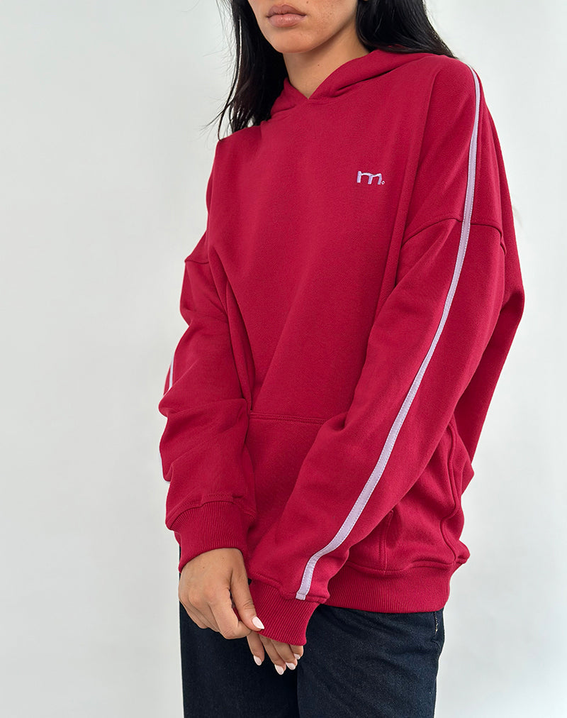 Kamari Hoodie in Adrenaline Red with Violet M Embroidery
