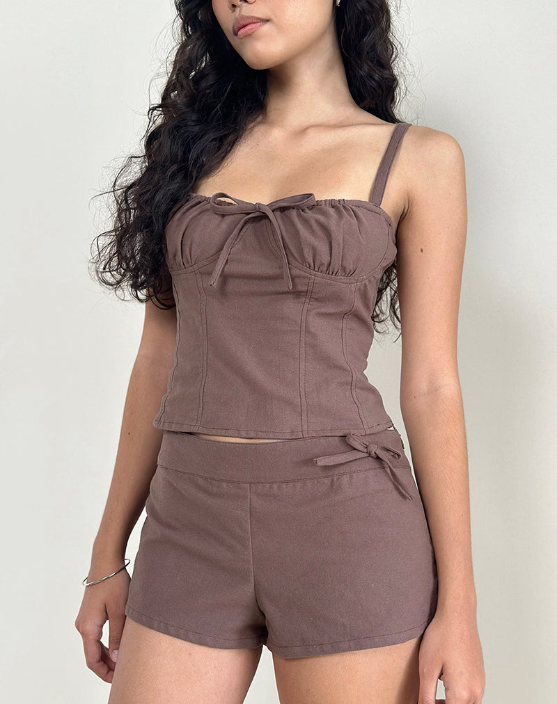Blazy Tie Short in Linen Taupe