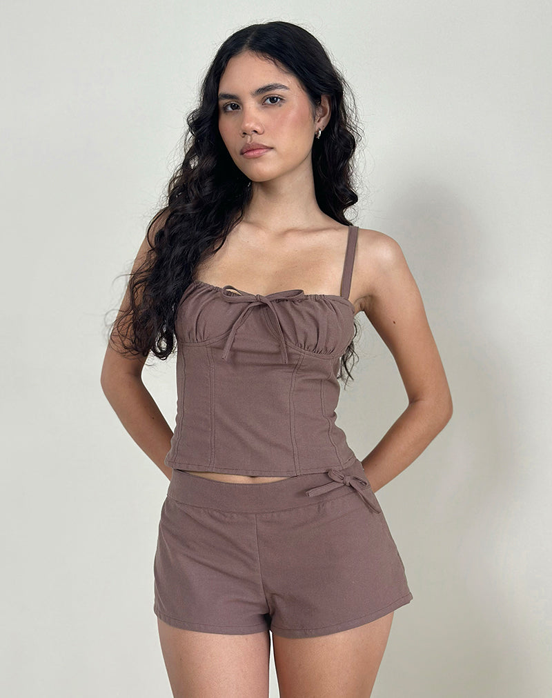 Blazy Tie Short in Linen Taupe