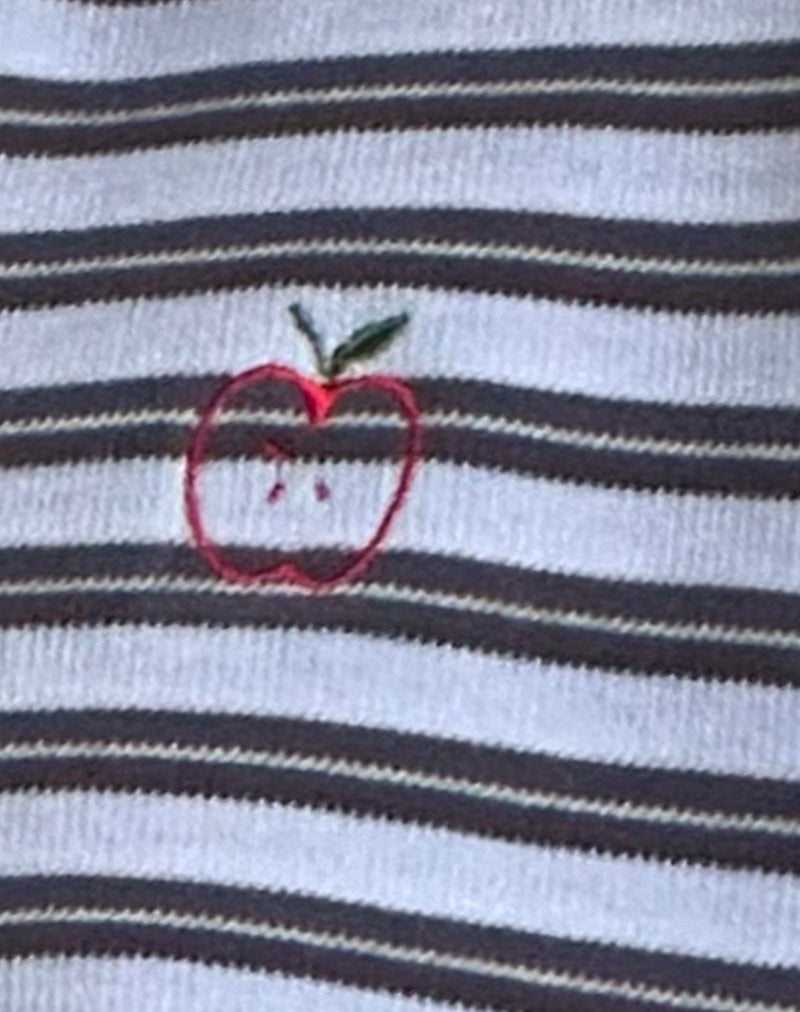 Kamilla Baggy Long Sleeve Shirt in Blue and Grey Stripe